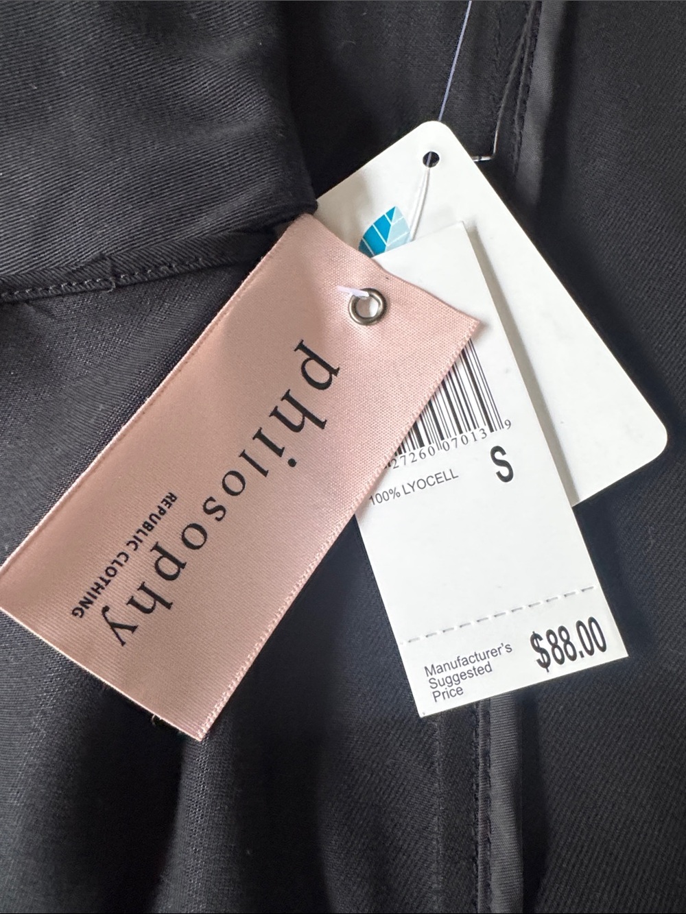 Philosophy black sleeveless trenchcoat notched collar NWT S/M - Picture 9 of 9